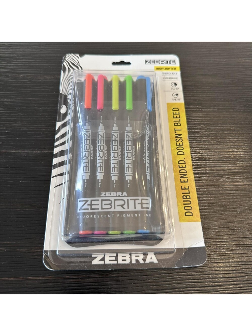 Zebra Zebrite Double Ended Highlighters 5 Pack Assorted Colors Sealed New